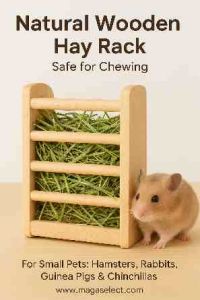 Natural Wooden Hay Rack Feeder for Small Pets | Hamster, Chinchilla, Rabbit & Guinea Pig Feeder