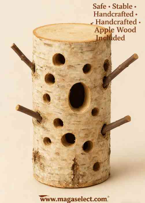 Natural Birch Wood Chew Log for Hamsters | Multi-Hole Stick-Insert Chew Toy