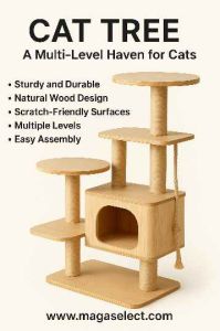 Natural Solid Wood Cat Tree / Small Pet Activity Tower – Birch & Poplar Options | Handmade, Eco-Friendly, Stable Design