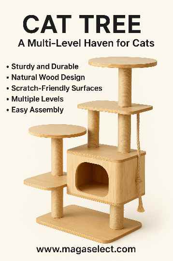 Natural Solid Wood Cat Tree / Small Pet Activity Tower – Birch & Poplar Options | Handmade, Eco-Friendly, Stable Design