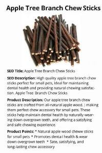 Natural Apple Tree Branch Chew Sticks for Small Pets