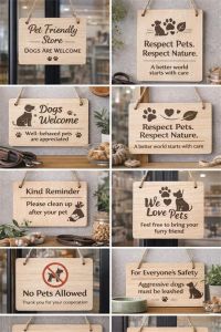 Wooden Pet Store Sign – Pet Friendly & House Rules Signage
