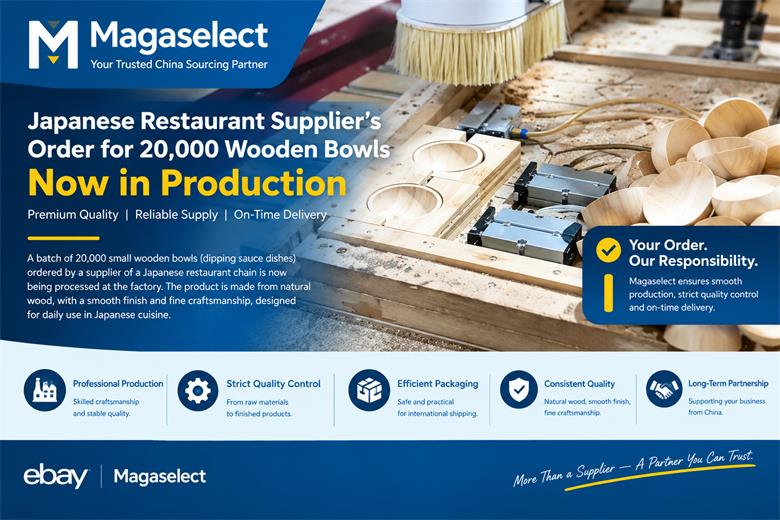 20,000 Wooden Bowls and Dipping Dishes for a Japanese Restaurant Supplier Enter Production